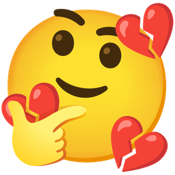 thinking face and broken heart