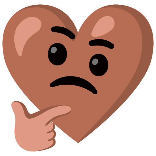 Thinking face and Brown heart