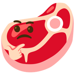 thinking face and cut of meat