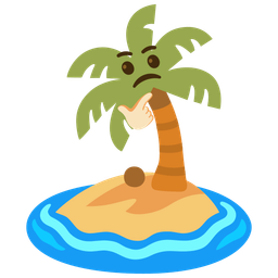 thinking face and desert island