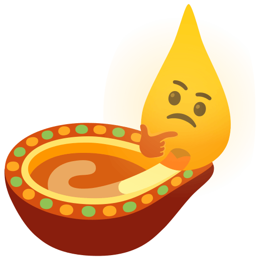 Thinking face and Diya lamp