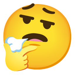 thinking face and face exhaling