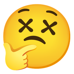 thinking face and face with crossed-out eyes
