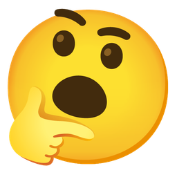 thinking face and face with open mouth