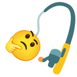 thinking face and fishing pole