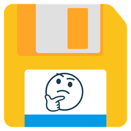 thinking face and floppy disk