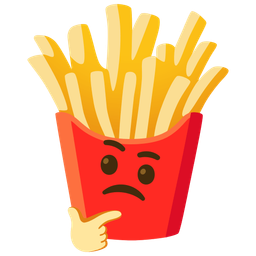 thinking face and french fries