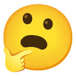 thinking face and frowning face with open mouth