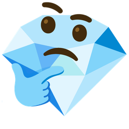 thinking face and gem stone