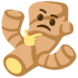 thinking face and ginger root