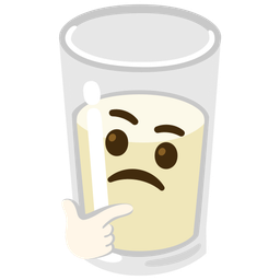 thinking face and glass of milk