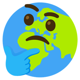 thinking face and globe showing Europe-Africa