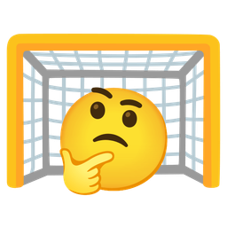 thinking face and goal net