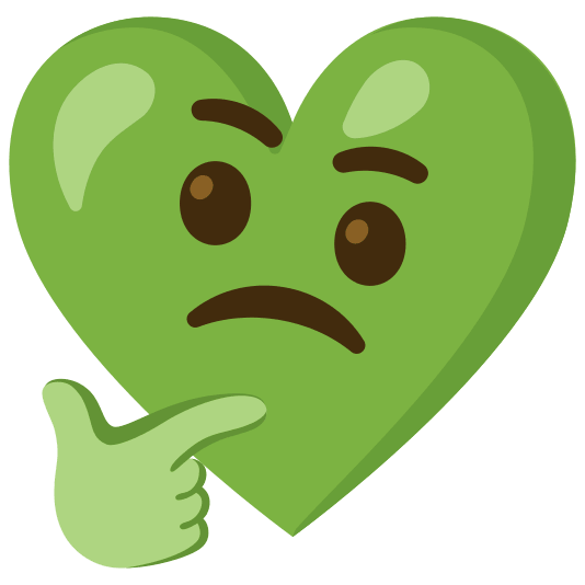 Thinking face and Green heart