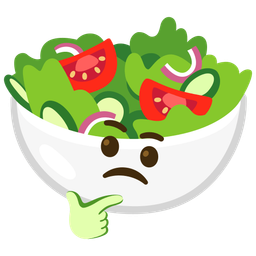 thinking face and green salad