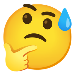 Thinking face and Grinning face with sweat