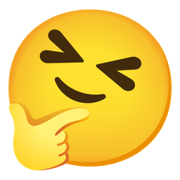 Thinking face and Grinning squinting face