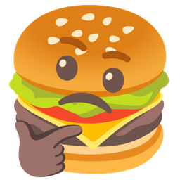 thinking face and hamburger