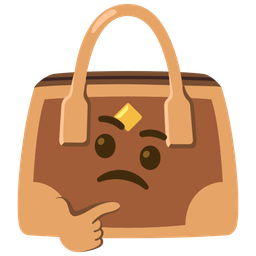 thinking face and handbag