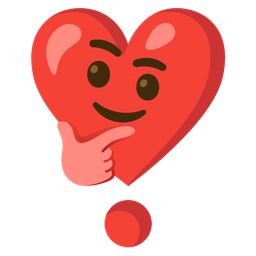 thinking face and heart exclamation