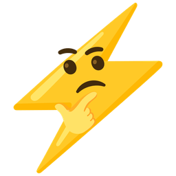 thinking face and high voltage