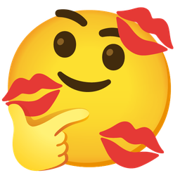 thinking face and kiss mark