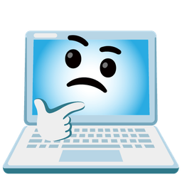 thinking face and laptop