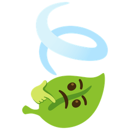 thinking face and leaf fluttering in wind