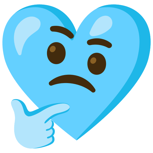 Thinking face and Light blue heart