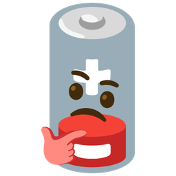 thinking face and low battery