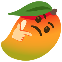 thinking face and mango
