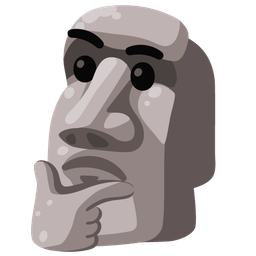 thinking face and moai