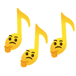 thinking face and musical notes