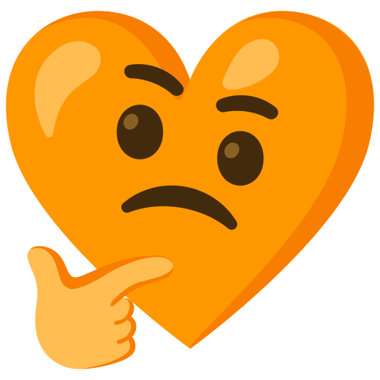 Thinking face and Orange heart