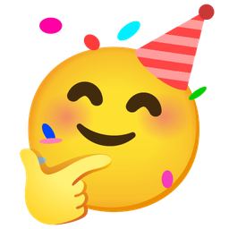 thinking face and partying face