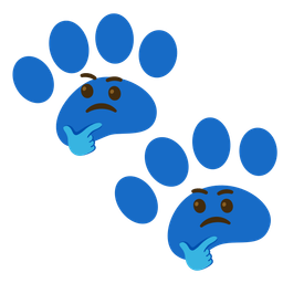 thinking face and paw prints