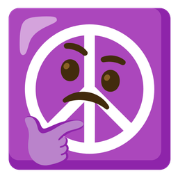 thinking face and peace symbol