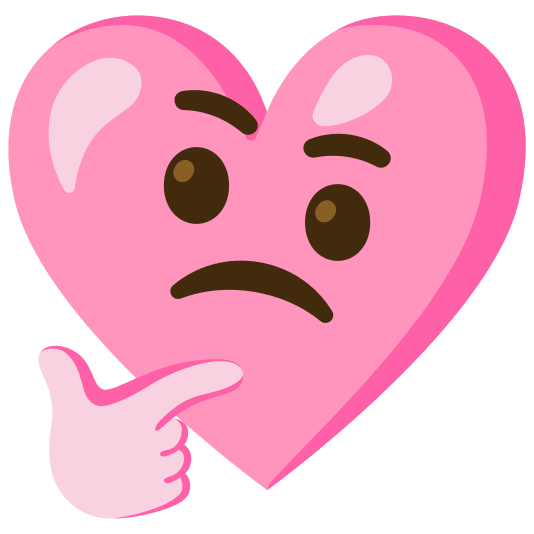 Thinking face and Pink heart