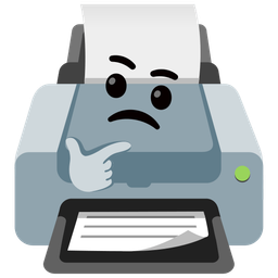 thinking face and printer
