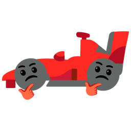 thinking face and racing car