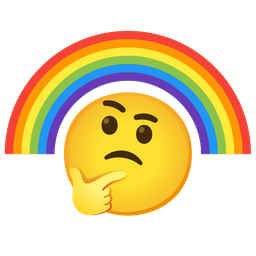 thinking face and rainbow