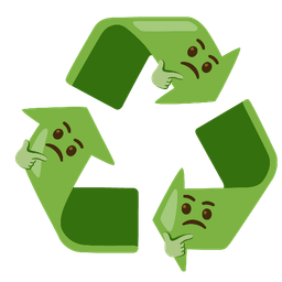 thinking face and recycling symbol