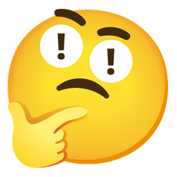 thinking face and red exclamation mark