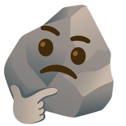 thinking face and rock