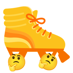 thinking face and roller skate
