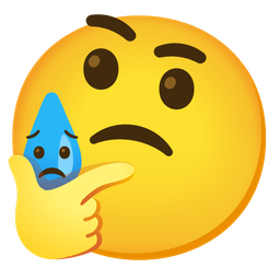 thinking face and sad but relieved face