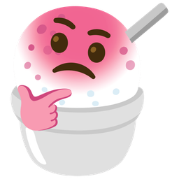 thinking face and shaved ice