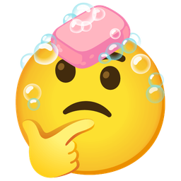 thinking face and soap