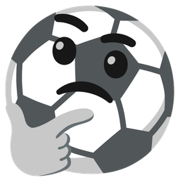 thinking face and soccer ball