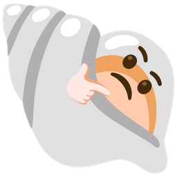 thinking face and spiral shell